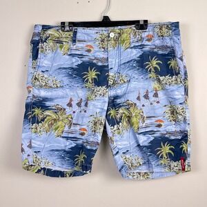 Tommy Bahama Relax Shorts Mens 40 Blue Hawaiian Hula Tropical Cotton Beach